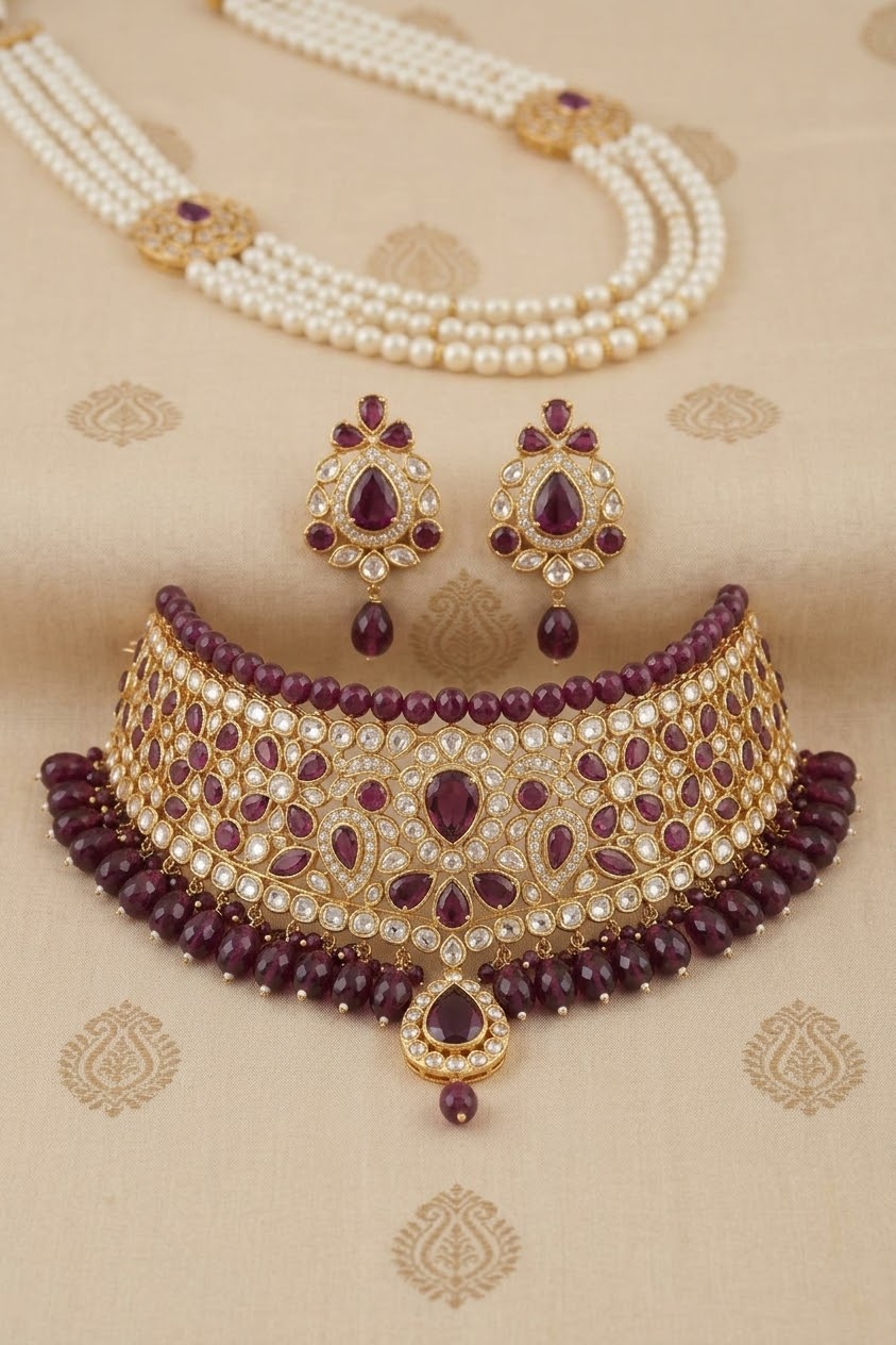 Polki Choker Necklace Set