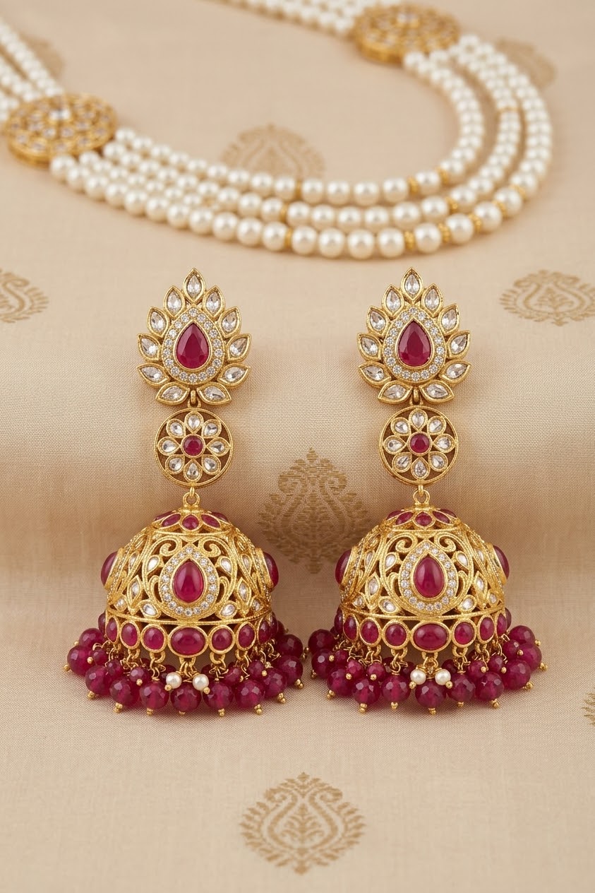 Kundan Jhumka Earrings