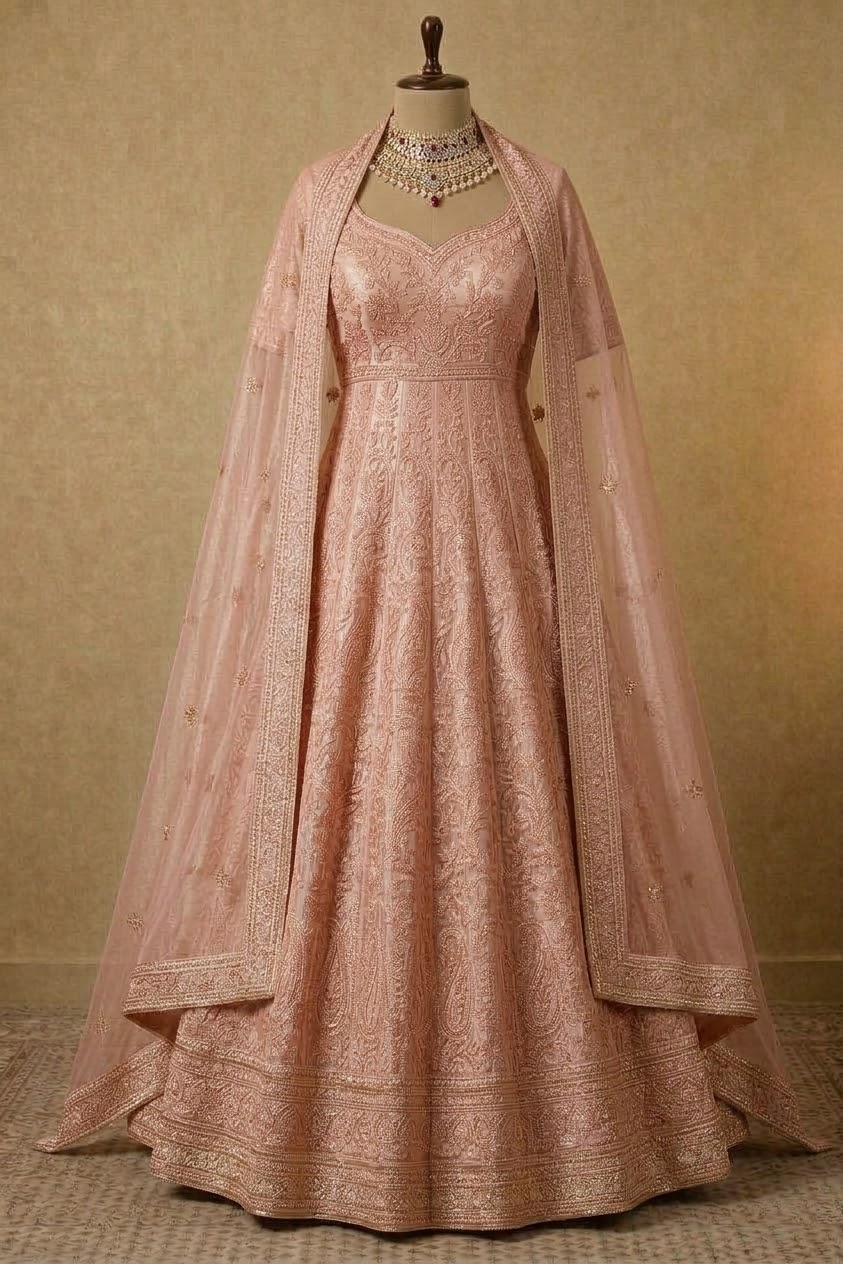 Anarkali-Kleid aus Tissue-Seide