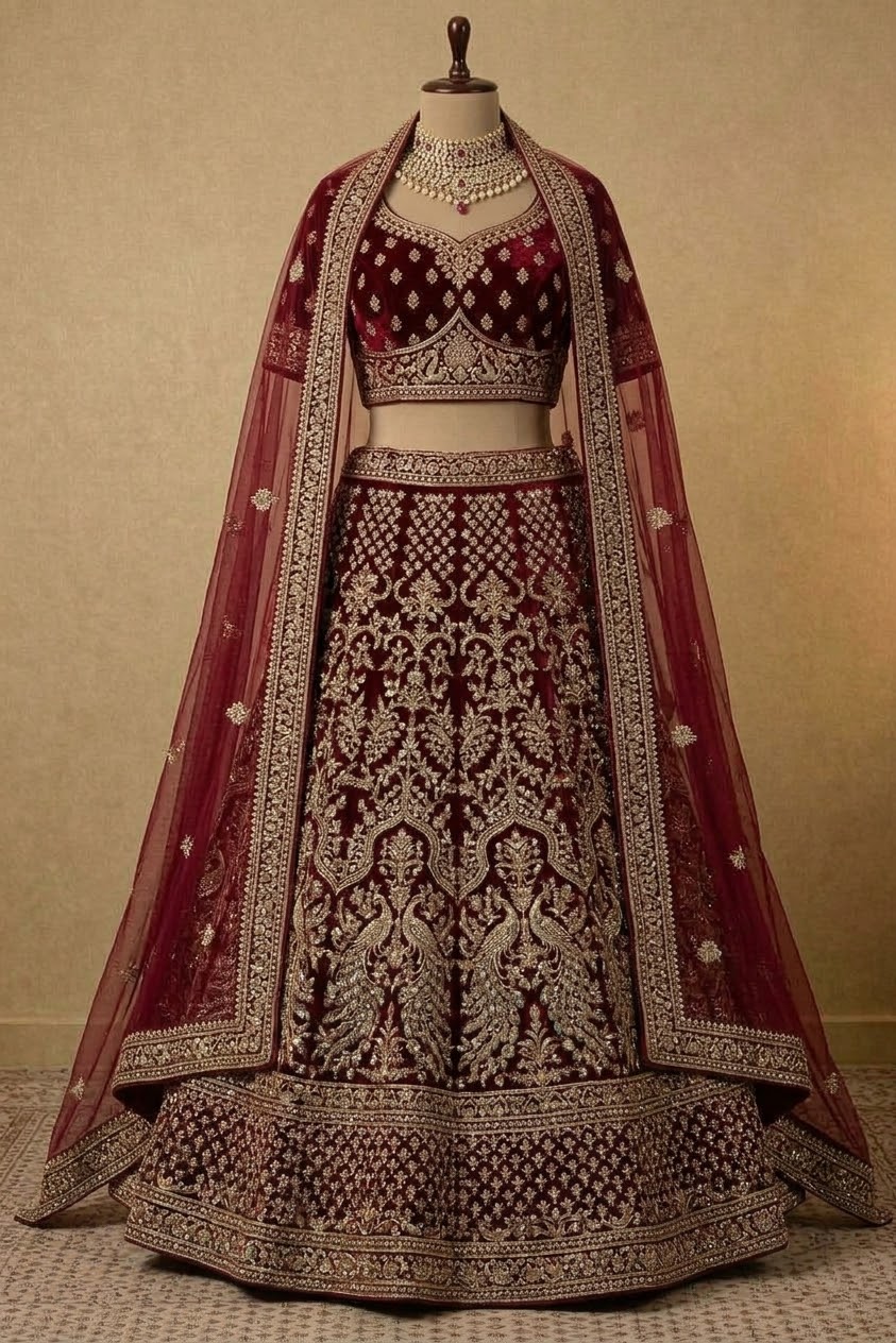 Braut-Lehenga aus Samt